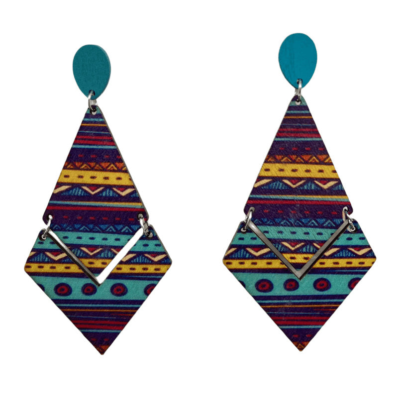 Wholesale Bohemian Diamond Wood Earrings